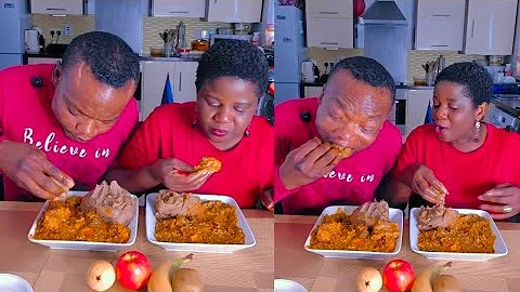 Wife's delicious meal AFRICAN FOOD MUKBANG ASMR FUFU & OKRA SOUP