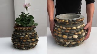 Cement Craft Idea /How To Build A Flower Vase With Gravel // Garden design ❤️ Fast and Beautiful