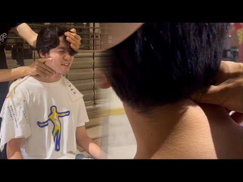 ASMR めっちゃ肩が痛い男性にゴリゴリ肩もみ！つらい痛みがとれました〜ハールワッサーもあるよ！