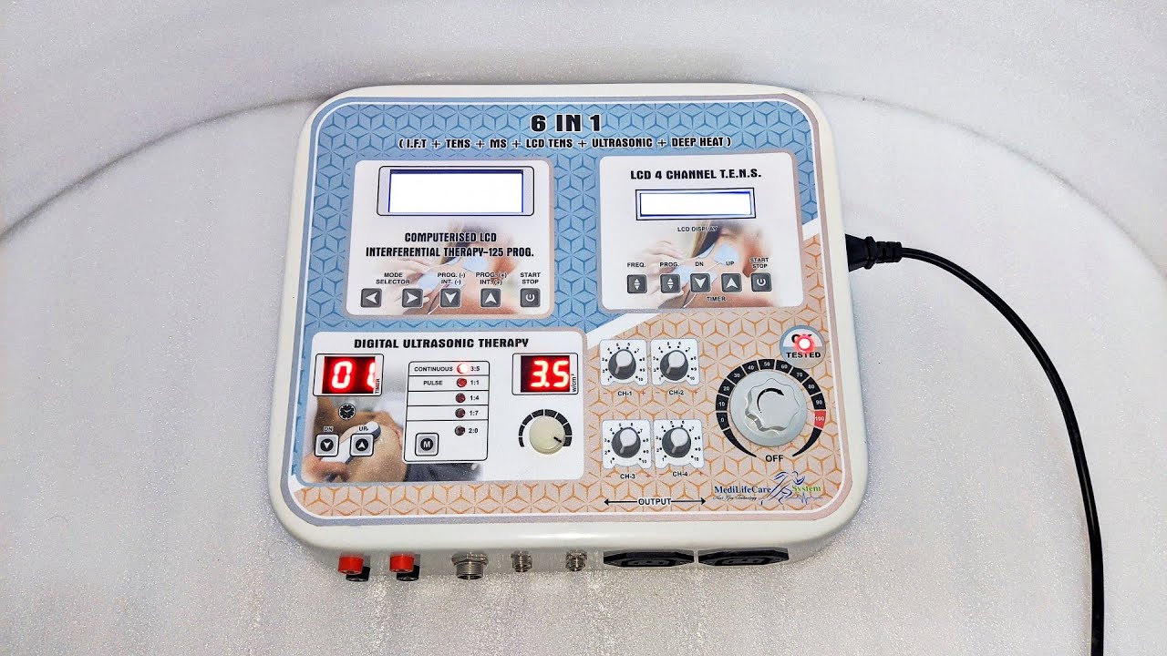MediLifeCare System IFT Tens ms Ultrasonic Deep Heat Combo with LCD 4 Channel Tens use in Physio