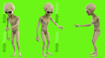 Alien presses the button. Loopable animation on green screen. 4k.