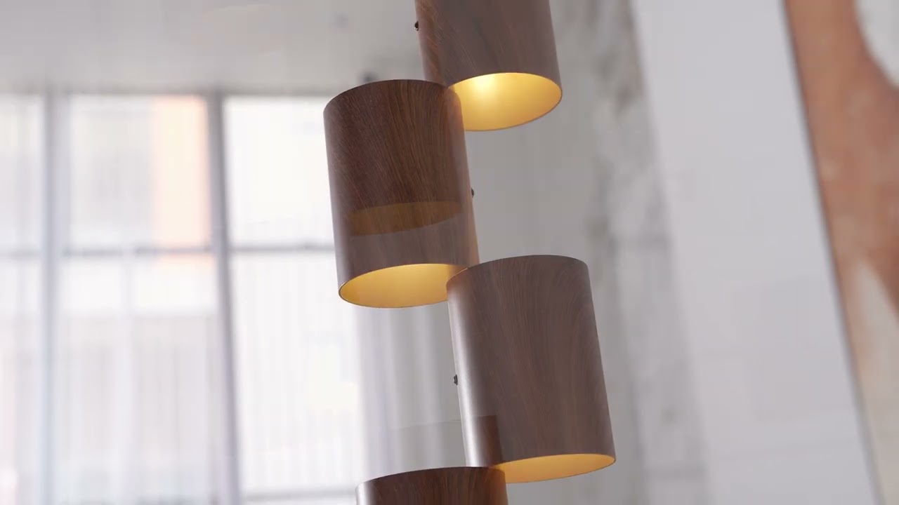 Stacked Wood Tower Floor Lamp – Sculptural Wood Form, Warm Ambient Glow