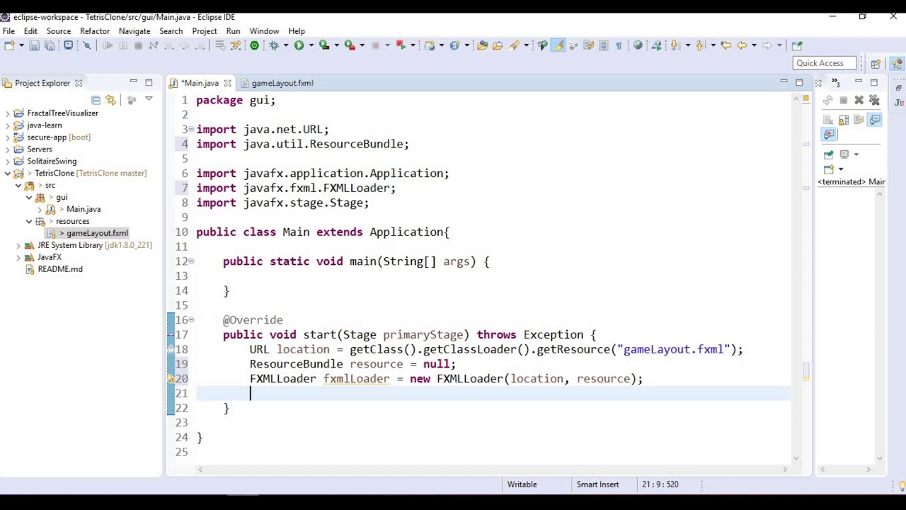 Tetris 1 FXML layout pt1 - YouTube