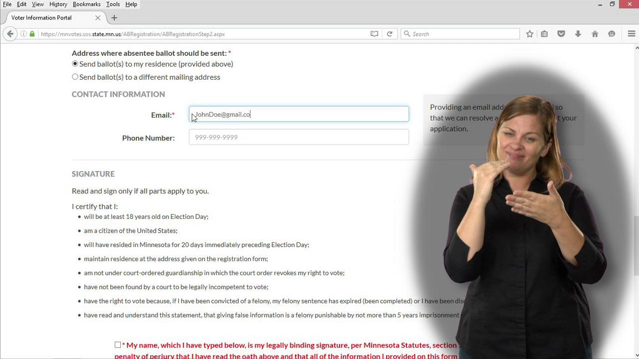 How to Vote Early by Mail Apply Online (ASL / English) YouTube