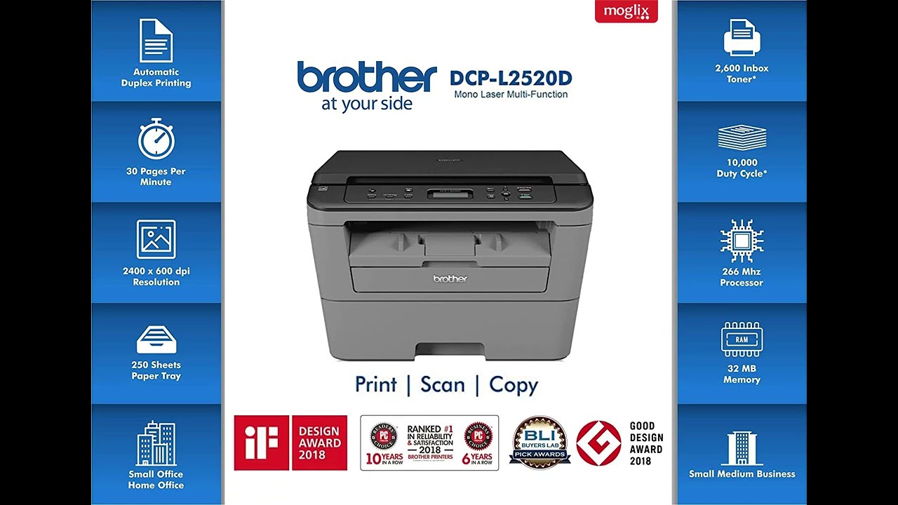 Brother DCP-L2520D All-in-One Monochrome Laser Printer with Auto-Duplex Printing