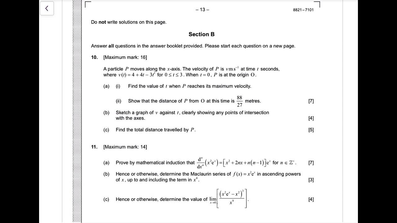 IB Math AA HL 2021 Nov TZ0 Paper 1 Preview YouTube