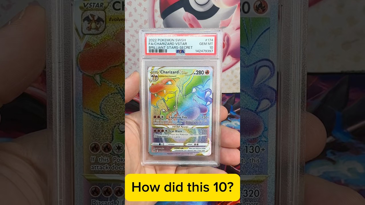 Обзор оценки коллекционной карты покемона Charizard 174 Rainbow PSA 10.