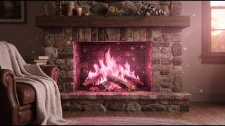 Soothing Pink Fire: Realistic 4K Fireplace (Seamless Loop) screenshot 5