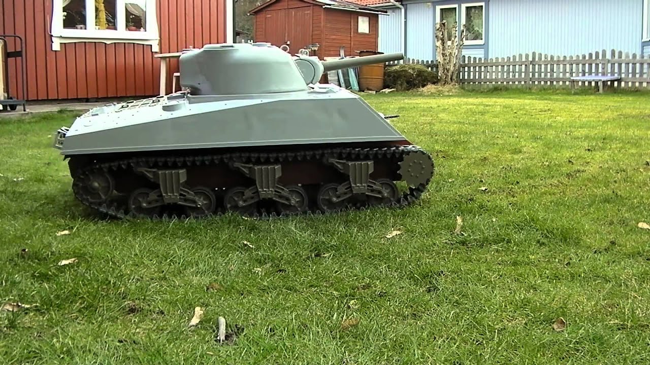 1/6 Sherman RC TANK Dragon Test 1 - YouTube
