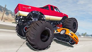 BeamNG Monster Truck UPDATE! New Trucks, Crashes & Crushing Traffic! - BeamNG Drive Mods
