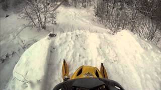 Go Pro Hero 3 Snowmobile Jump and Bail Near Paradise, Michigan