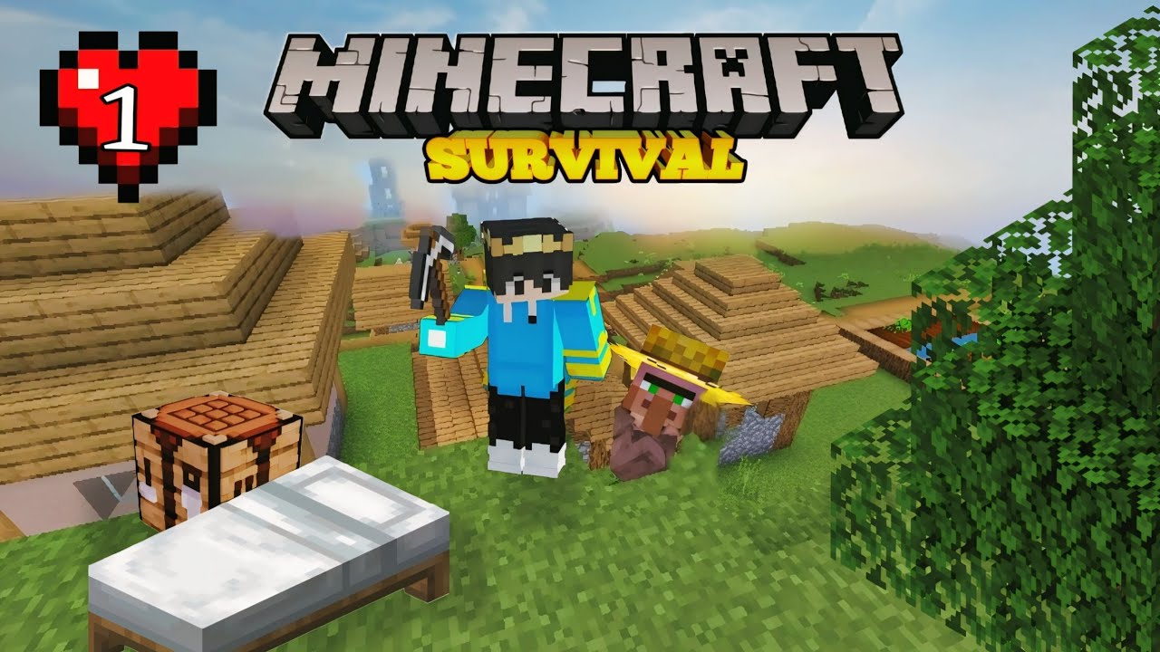 Surviving The First Day In Minecraft | Village Found! - YouTube