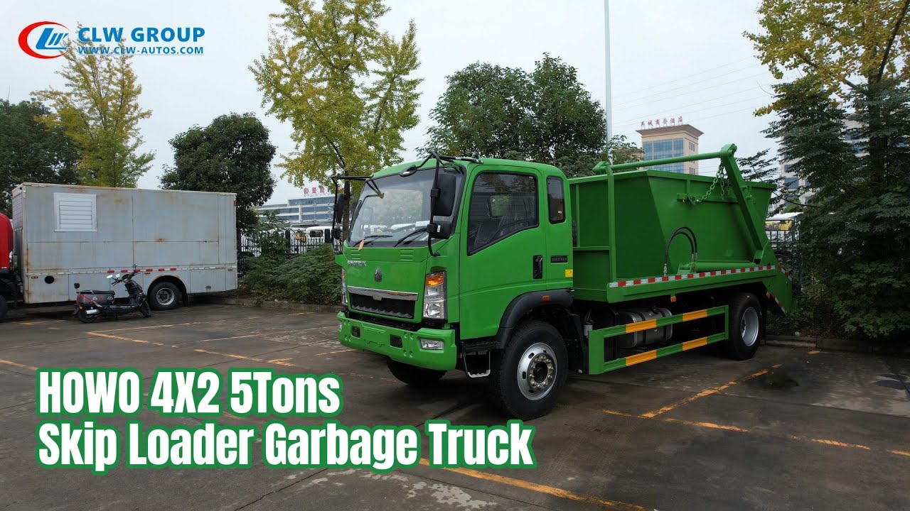 HOWO 4x2 3MT 5MT Swing Arm Garbage Truck Skip Loader Resident/Household Waste Collection Truck