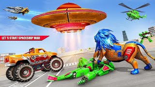 Space Robot Transport Games - Lion Robot Car Game Go Jins and Shooting Games Latest Update Gameplay screenshot 1