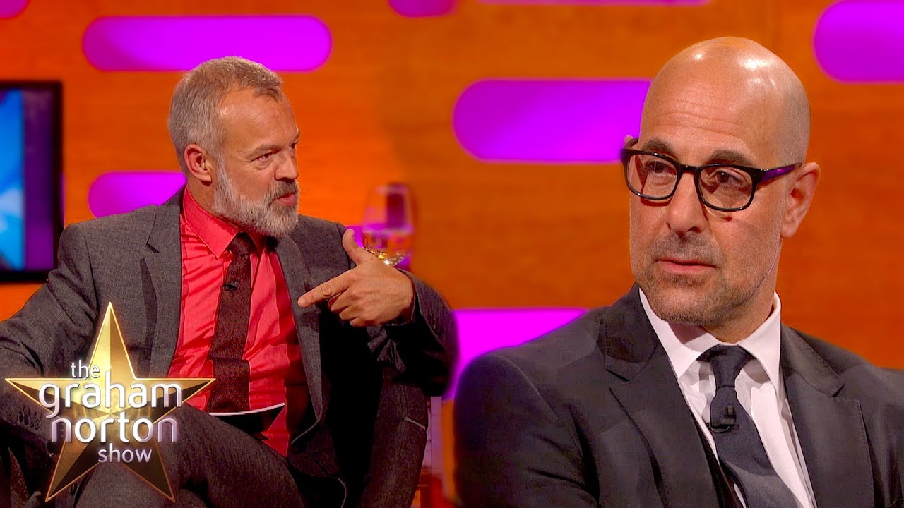 caesar flickerman laugh Stanley Tucci Reveals Inspiration For Hunger Games Character - The Graham Norton Show