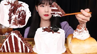 폭신폭신🍰 코코쉬폰케이크 트라이앵글 케이크 생크림 우유브래드! 케이크 먹방 SOFT Milk Cream Choco Cake  CREAM DESSERT MUKBANG ASMR