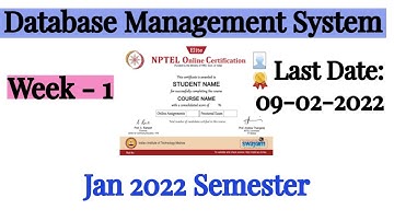 NPTEL Database Management System Assignment 1 Answers | DBMS Week-1 Quiz Answers 2022 | NPTEL
