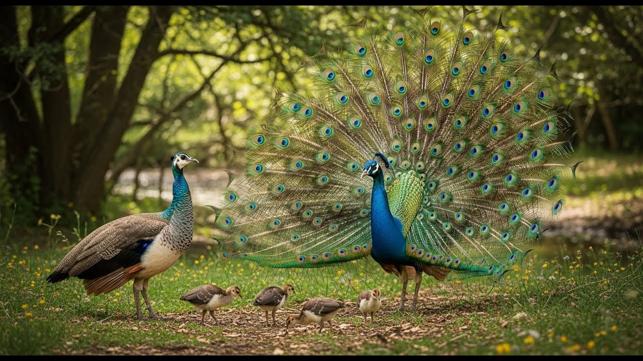 Peacock Family living in the forest 🌳 