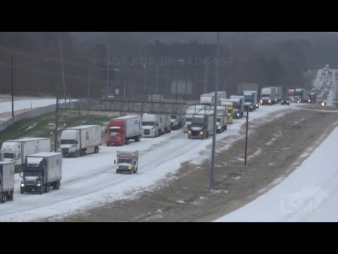 02-15-2021 Clinton to Vicksburg, MS - Sleet Covered I20 - Semis Backed up for Miles - Police