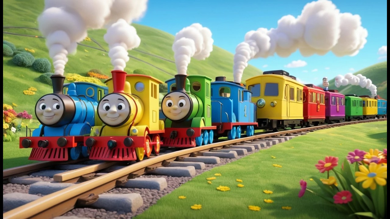Four Little Toy Trains Chug Chug Chug | Train Sounds & Counting Song ...
