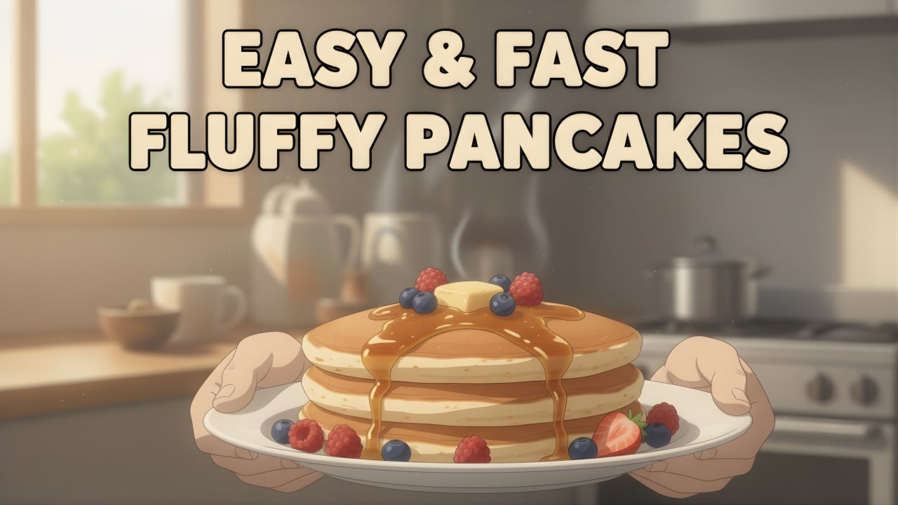 Easy and fast fluffy pancakes recipe | A Cozy Ghibli-Inspired Morning