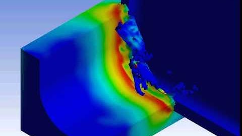 Ansys Workbench explicit dynamics cutting of AlSi 1045 with semi circle chip step example 2