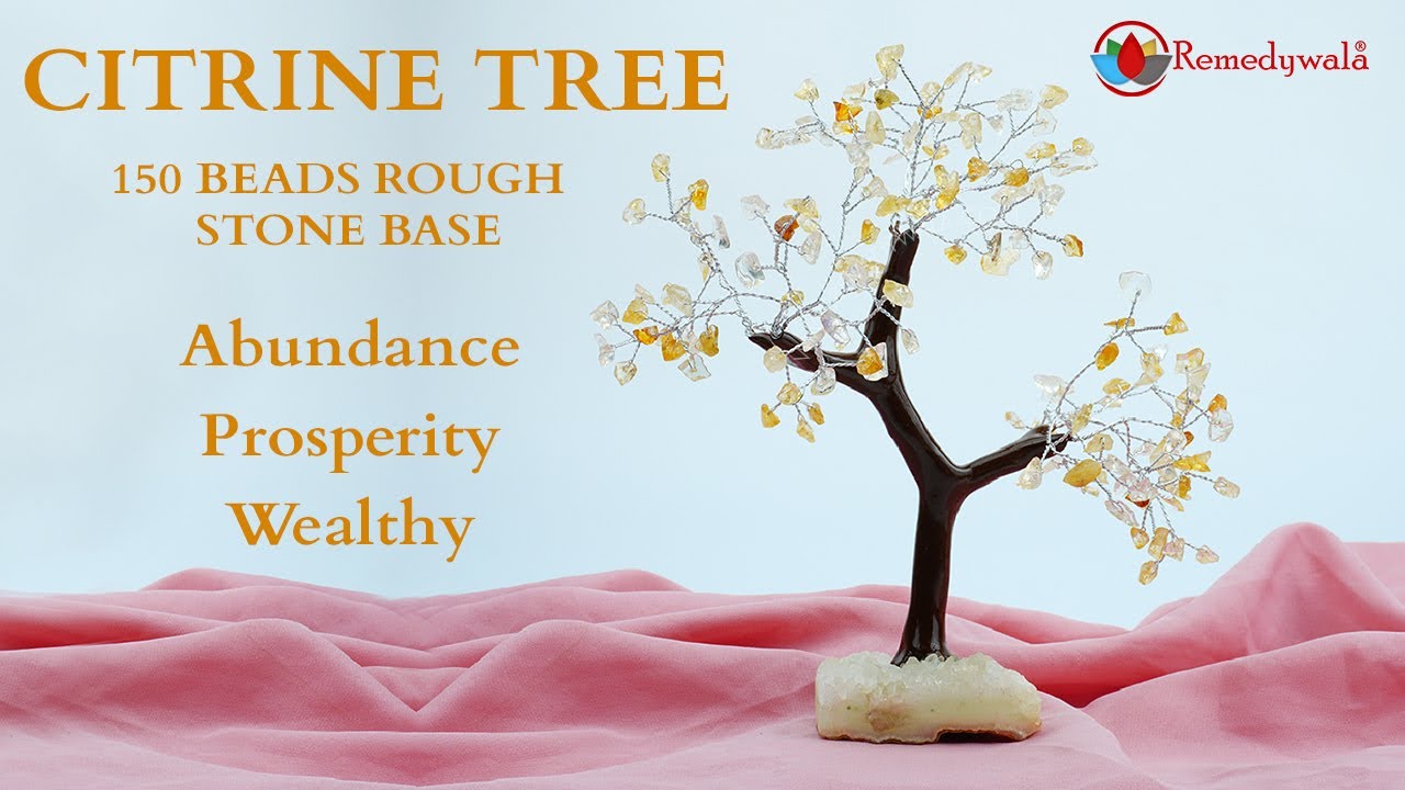 Remedywala Citrine Tree 150 Beads Rough Stone Base 