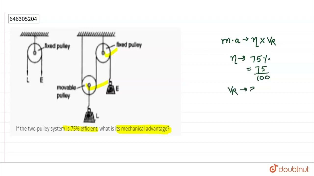 If the twopulley system is 75 efficient, what is its mechanical