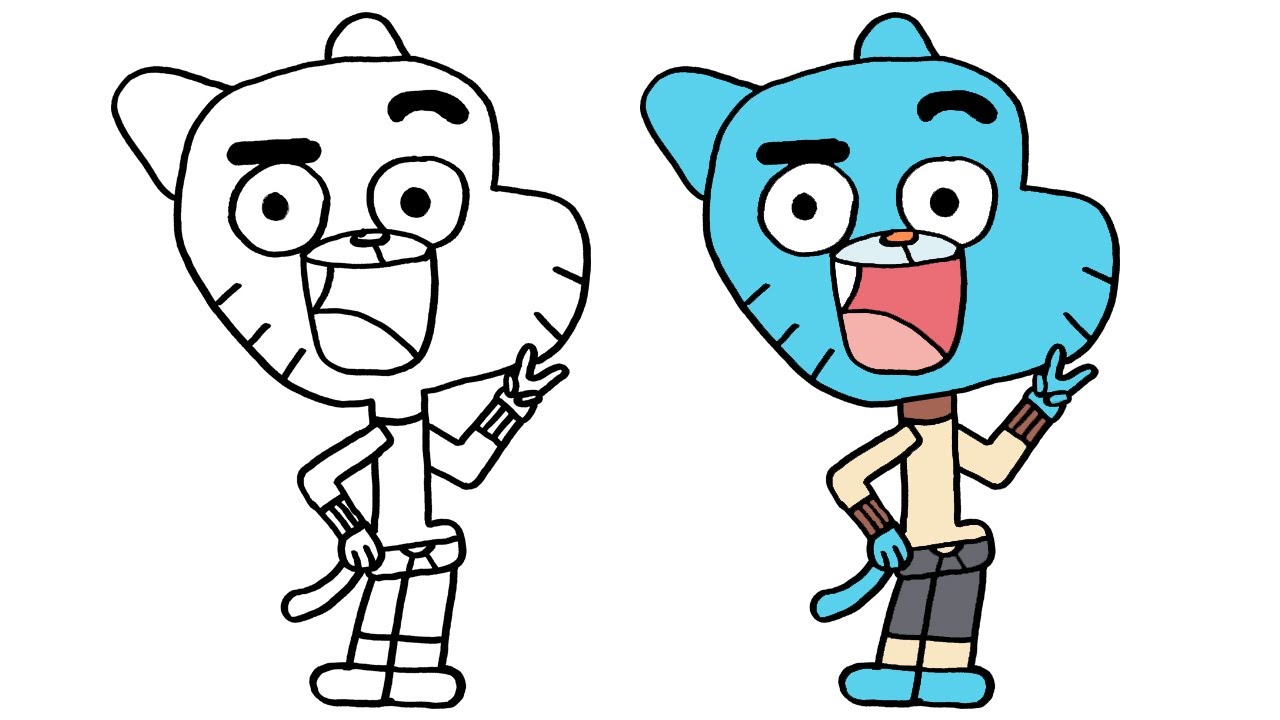 gumball çizimi, gumball nasıl çizilir, resim çizimi, gumball resmi, gumbal ...