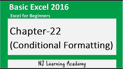 Basic Excel 2016:Chapter-22(Learn Conditional Formatting) - Hindi Tutorial
