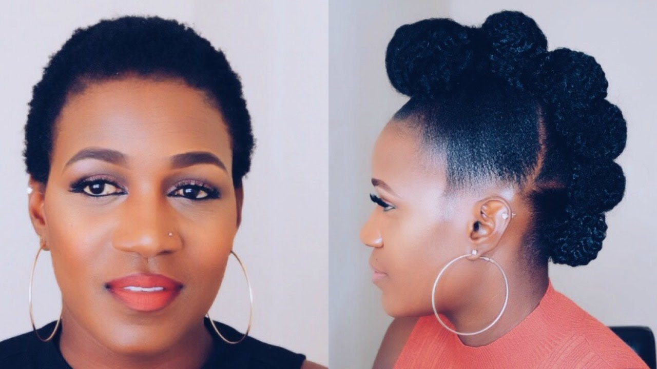 How To | Faux Hawk Updo On Short Natural Hair - YouTube