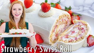 The BEST Strawberry Swiss Roll Cake Recipe | with Mascarpone Whipped Cream