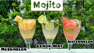 Lemon-Mint Mojito | Watermelon Mojito | Muskmelon Mojito | Mocktails | Virgin Mojito at home