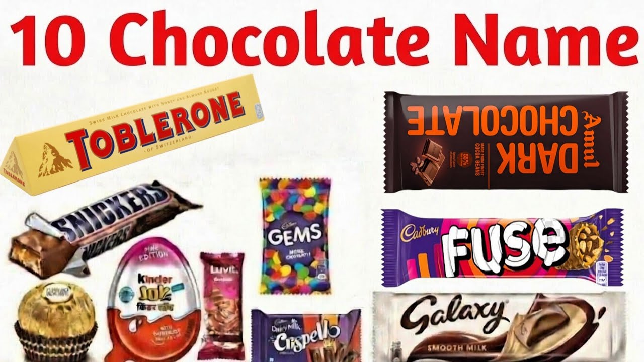 10 Chocolate Names 🍫 | Chocolate Name Learning for Kids | Kids Learning ...