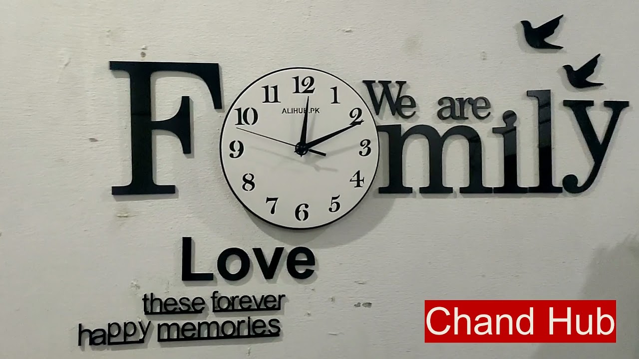 Alihub Family Alphabet Silent Acrylic Large Decorative DIY Wall Clock Modern Design Living Room