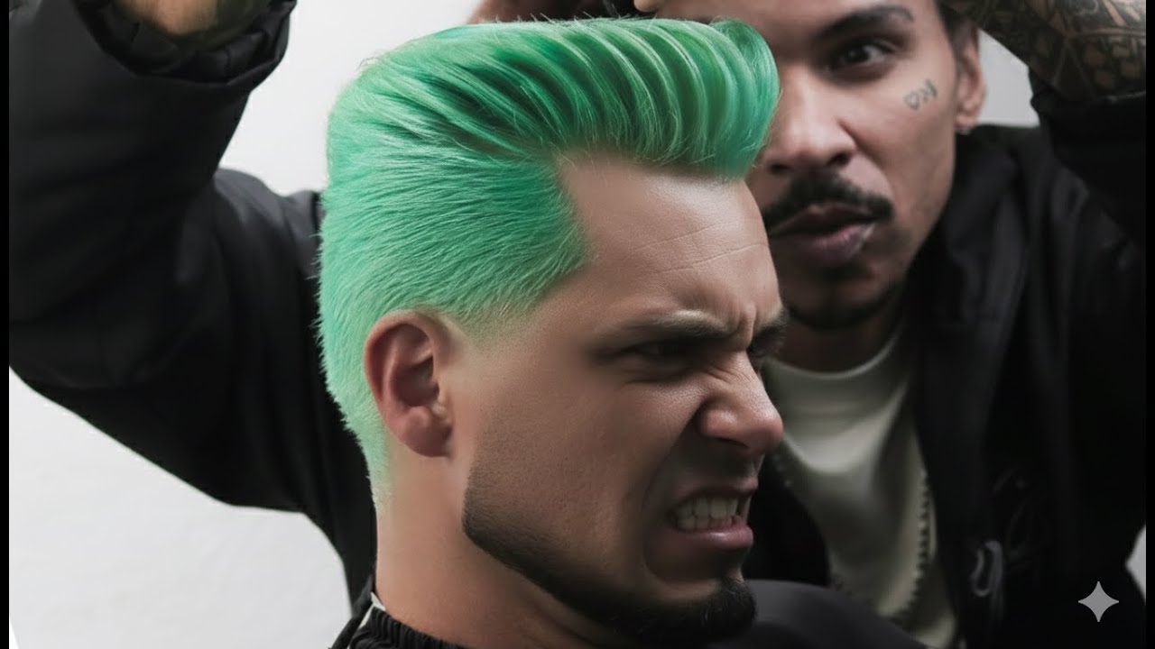 DEU RUIM? Corte Cabelo VERDE NEON com Degradê SECRETO