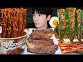 MUKBANG | 직접 만든 오이고추 김치 레시피 &amp; 짜파게티, 한우 소고기 구이, 계란 먹방 | RECIPE KOREAN HOME FOOD