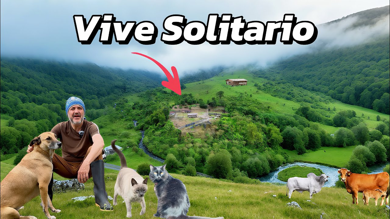 VIVE SOLITARIO con sus mascotas en lo profundo de las Montañas cuida unas ruinas antiguas 