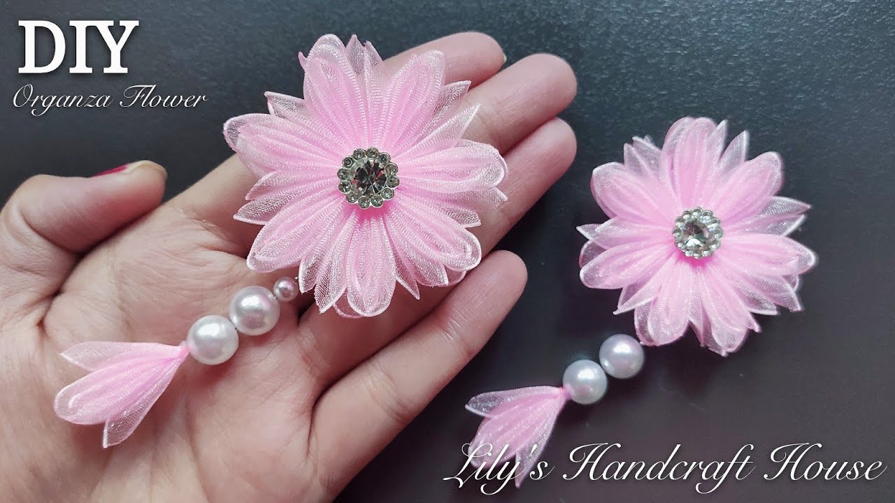DIY organza flower 5/手作/MK/Flor de organza YouTube