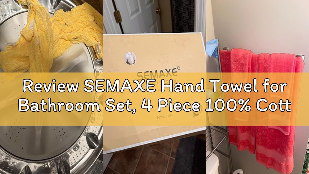 Review SEMAXE Hand Towel for Bathroom Set, 4 Piece 100% Cotton Gray Towels with Hanging Loops, Hotel