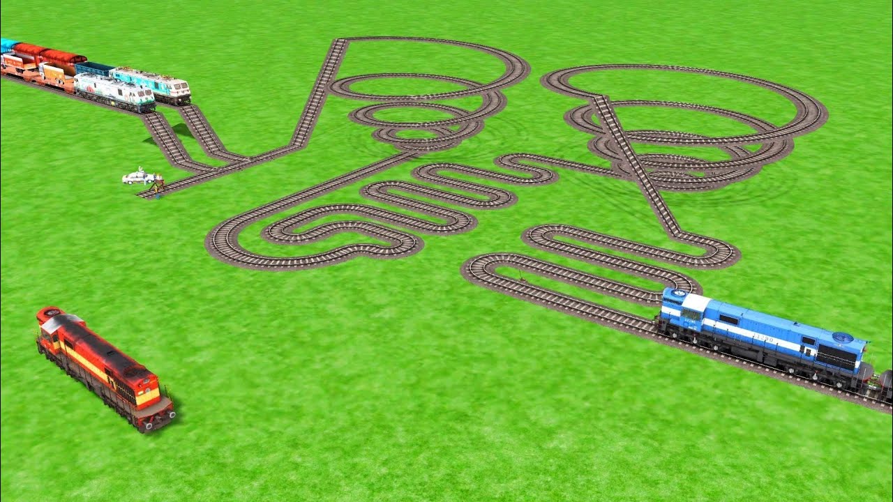 TRAINS CROSSING ON DIAMOND 3D CURVED RISKY SNAKE TRACK ZIG ZAG TRACKS RAILROAD RAILWORK BEANG DRIVE 