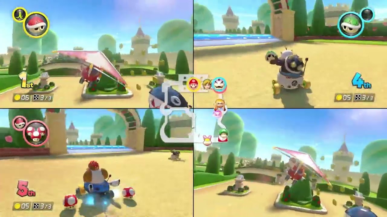 Mario Kart 8 Deluxe: Moon Cup 3 player Netplay 60fps