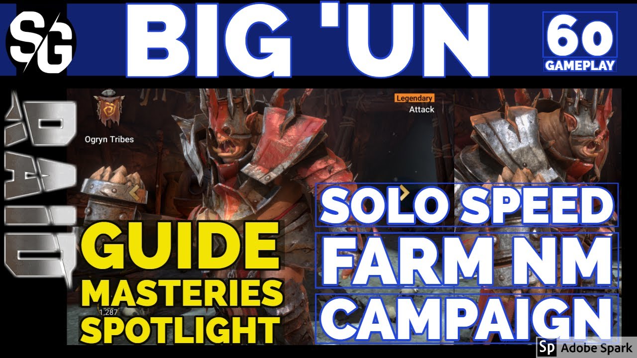 Raid Shadow Legends Big Un Guide Masteries Solo Speed Farm Nm Campaign Youtube