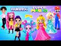 KPOPガールズ！デーモンハンターズのだいへんしん！ルミ、ミラ、ジヌがスーパーマリオのピーチ姫とマリオにへんしん！