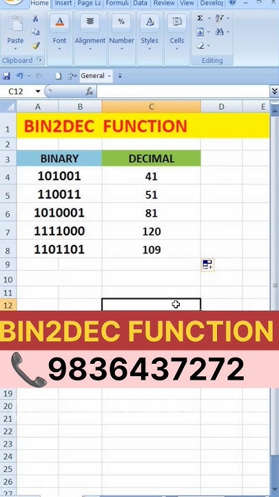 binary to decimal conversion #shorts #excel #binary #decimal # ...