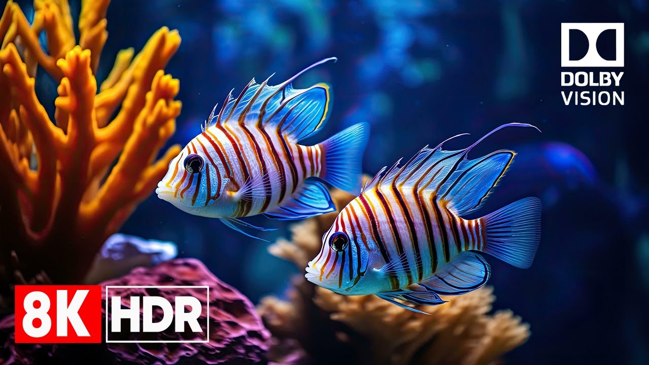 8K AQUARIUM OLED TEST | Beautiful Coral Reef Fish | 4K HDR Dolby Vision