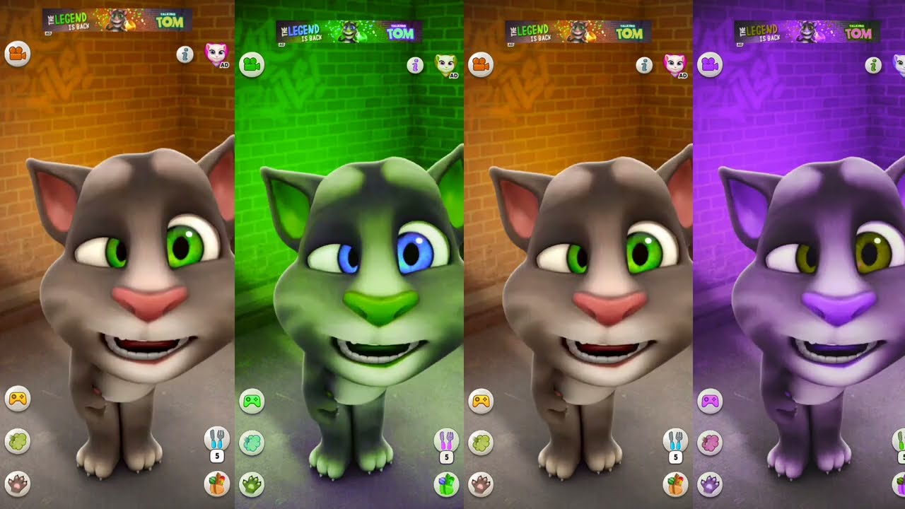 Talking Tom Cat Color Effect Video || Talking Tom Funny moments gameplay colors effects video 