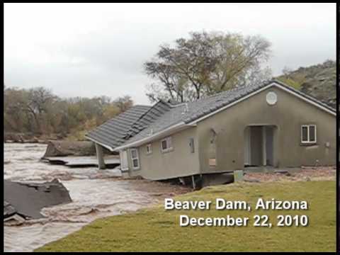 Beaver Dam Arizona Flood 2010: Home lost to river.