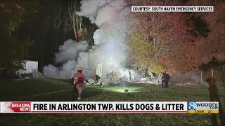 Fire in Arlington Twp. kills dogs