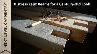 Distress Faux Beams for a Century Old Look!